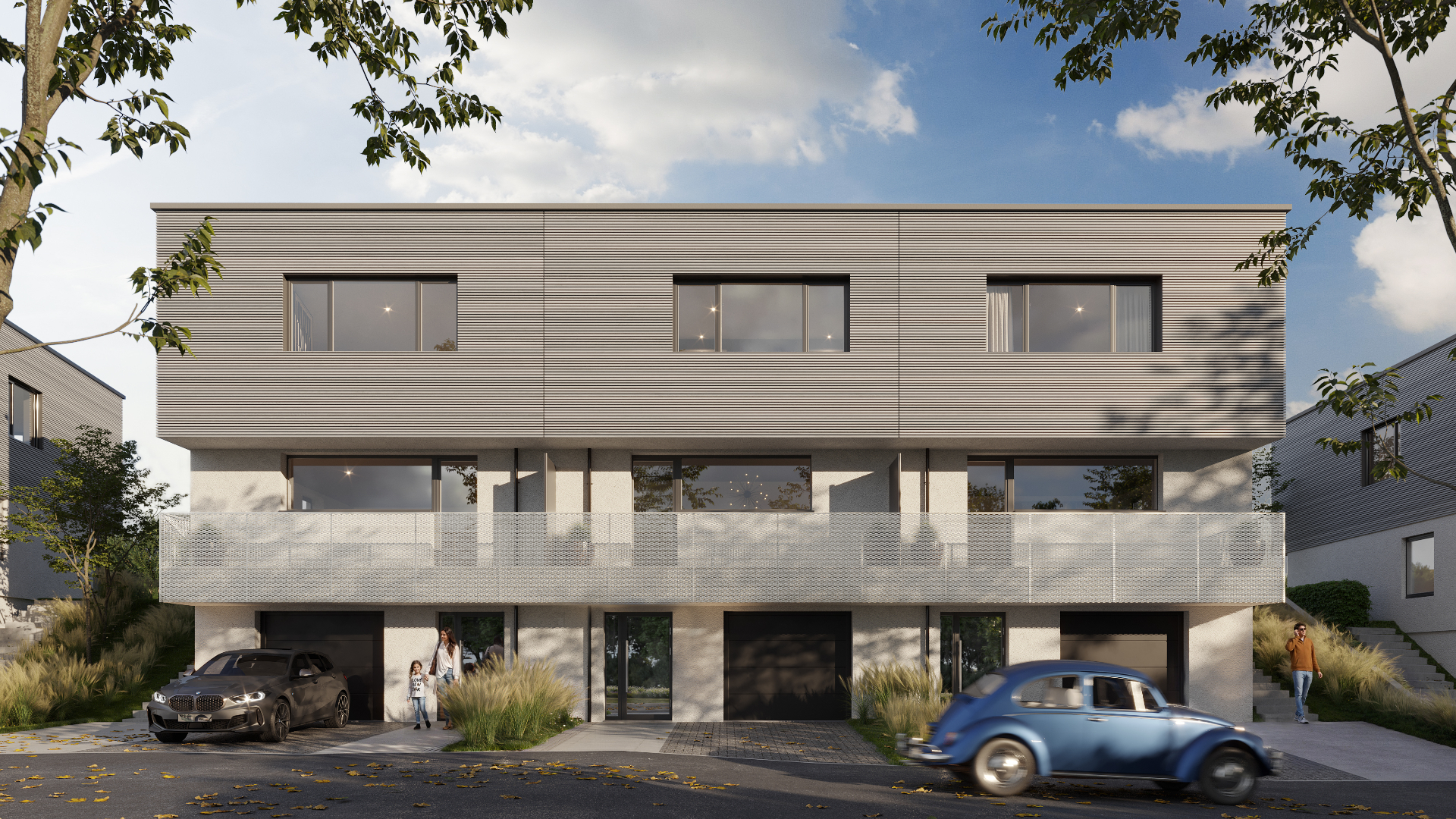 Visuel 3D — Façade principale du projet Riverside à Bettange-sur-Mess
