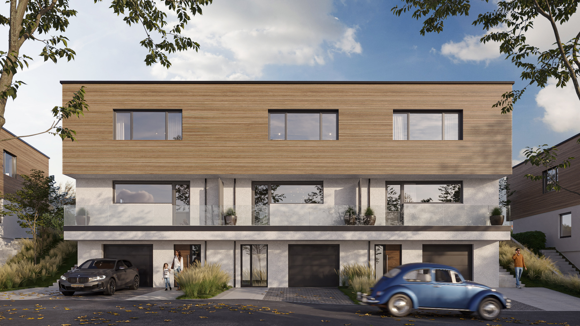 Visuel 3D — Façade principale du projet Riverside à Bettange-sur-Mess